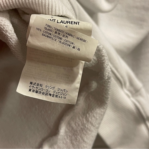 Saint Laurent cotton logo hoodie white mens size medium - Picture 6 of 8